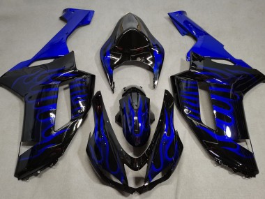 07-08 Schwarz Glänzend & Blau Flame ZX6R Verkleidung