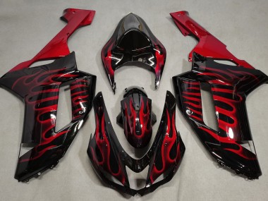 07-08 Schwarz Glänzend & Rot Flame ZX6R Verkleidung