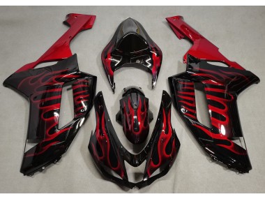 07-08 Schwarz Glänzend & Rot Flame ZX6R Verkleidung