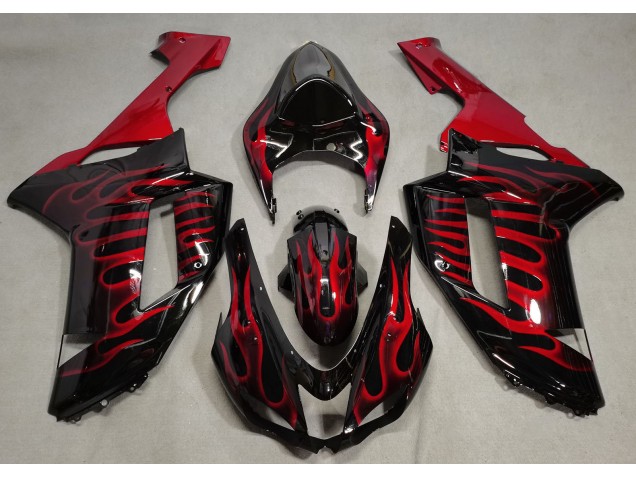 07-08 Schwarz Glänzend & Rot Flame ZX6R Verkleidung