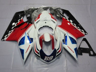 07-14 69 Weiß & Rot Ducati 848 1098 1198 Verkleidung