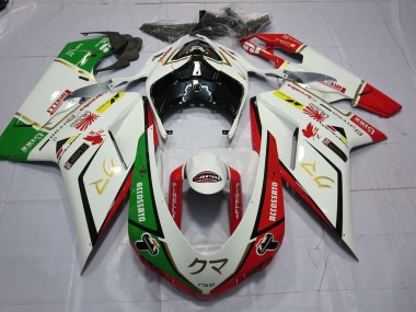 07-14 77 Weiß Rot Grün Ducati 848 1098 1198 Verkleidung