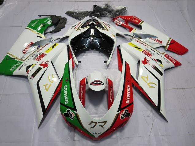 07-14 77 Weiß Rot Grün Ducati 848 1098 1198 Verkleidung
