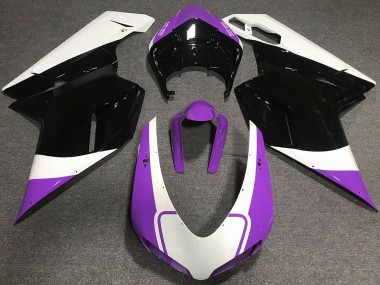 07-14 Glanz Lila Weiß & Schwarz Ducati 848 1098 1198 Verkleidung