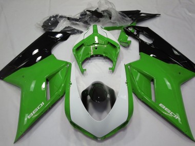 07-14 Glänzend Grün & Weiß Ducati 848 1098 1198 Verkleidung