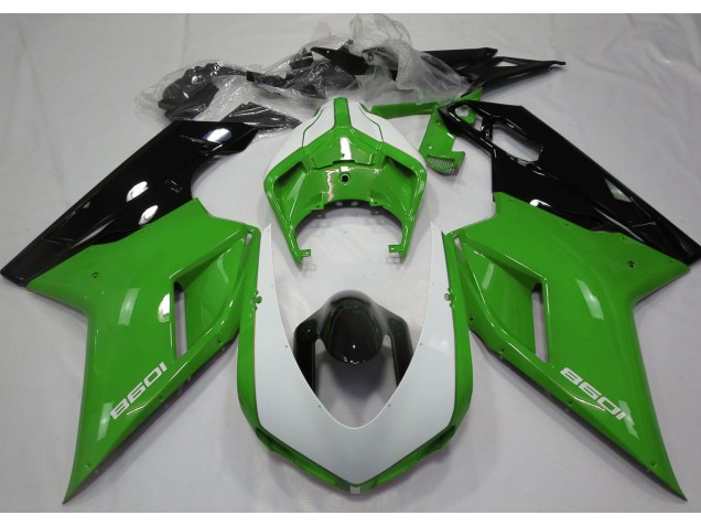 07-14 Glänzend Grün & Weiß Ducati 848 1098 1198 Verkleidung