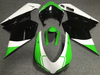 07-14 Glänzend Grün Weiß & Schwarz Ducati 848 1098 1198 Verkleidung