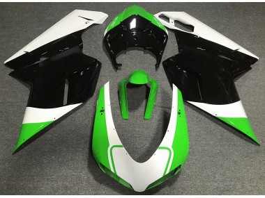 07-14 Glänzend Grün Weiß & Schwarz Ducati 848 1098 1198 Verkleidung
