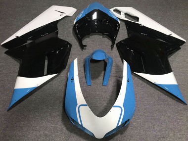 07-14 Glänzend Hellblau Weiß & Schwarz Ducati 848 1098 1198 Verkleidung
