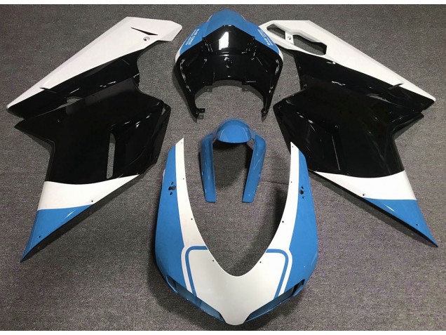 07-14 Glänzend Hellblau Weiß & Schwarz Ducati 848 1098 1198 Verkleidung