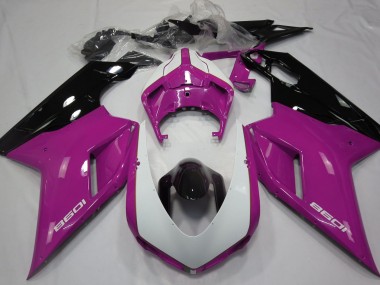07-14 Glanzrosa & Weiß Ducati 848 1098 1198 Verkleidung