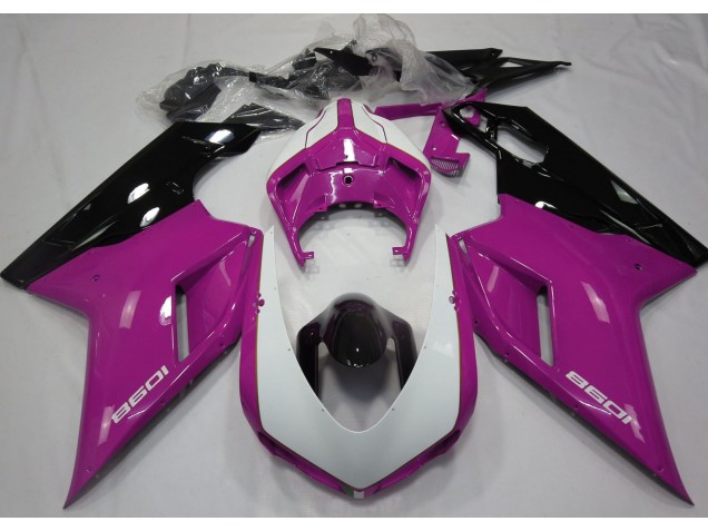 07-14 Glanzrosa & Weiß Ducati 848 1098 1198 Verkleidung