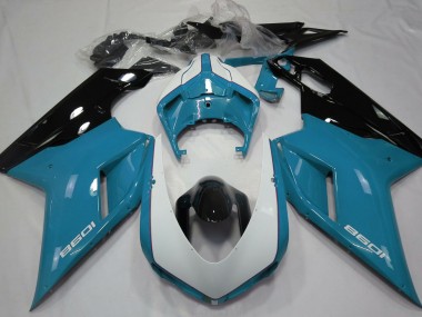 07-14 Hellblau & Glänzend Weiß Ducati 848 1098 1198 Verkleidung