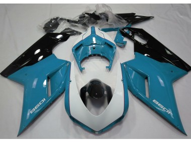 07-14 Hellblau & Glänzend Weiß Ducati 848 1098 1198 Verkleidung