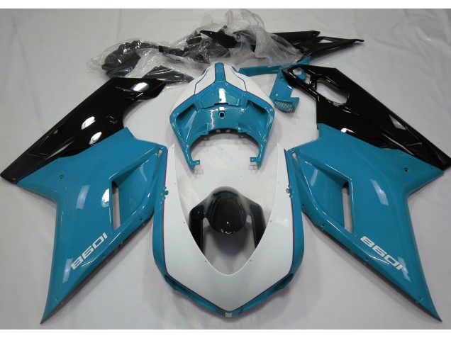 07-14 Hellblau & Glänzend Weiß Ducati 848 1098 1198 Verkleidung