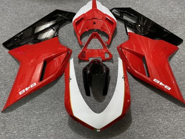 07-14 Rot Glänzend & Weiß (848 Aufkleber) Ducati 848 1098 1198 Verkleidung