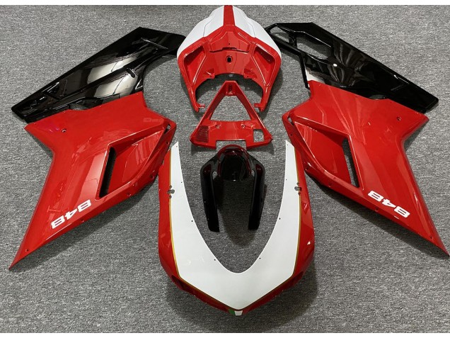 07-14 Rot Glänzend & Weiß (848 Aufkleber) Ducati 848 1098 1198 Verkleidung
