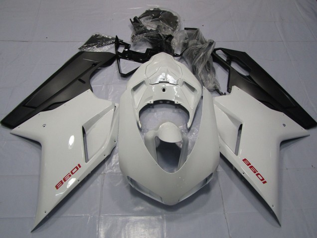 07-14 Rot Weiß & Matt Schwarz Ducati 848 1098 1198 Verkleidung