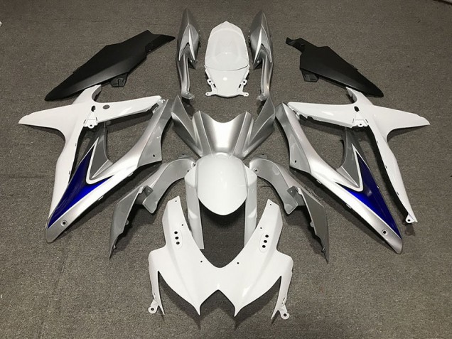 08-10 Glänzend Weiß Mit Silber & Blau Matt Schwarz Unten GSXR 600-750 Verkleidung