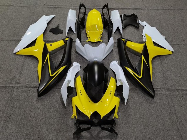 08-10 Glänzendes Gelb & Weiß GSXR 600-750 Verkleidung