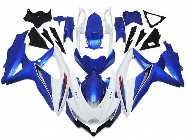08-10 Glänzendes Glänzend Weiß Mit Silber & Blau GSXR 600-750 Verkleidung