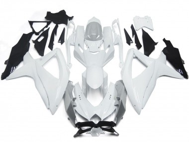 08-10 Glänzendes Glänzend Weiß Mit Silber GSXR 600-750 Verkleidung
