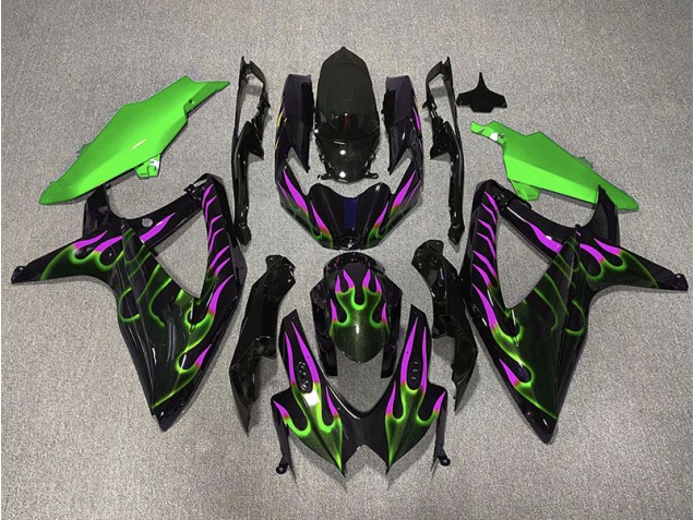 08-10 Grün & Magenta Flamme GSXR 600-750 Verkleidung