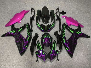 08-10 Lila & Grün Flamme GSXR 600-750 Verkleidung