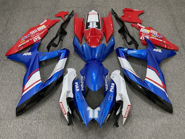 08-10 Rot Blau & Glänzend Weiß Custom-Stil GSXR 600-750 Verkleidung
