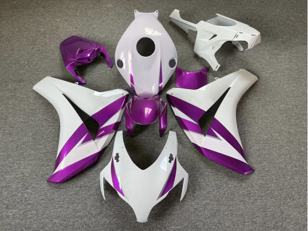 08-11 Glänzend Weiß & Lila Trimmen CBR1000RR Verkleidung
