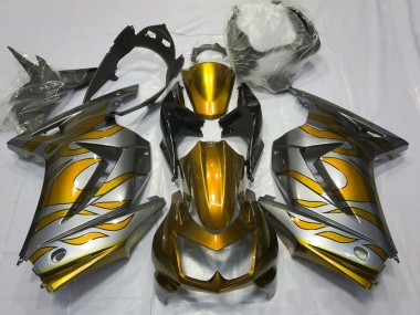 08-12 Gold & Silber Flamme Ninja 250 Verkleidung