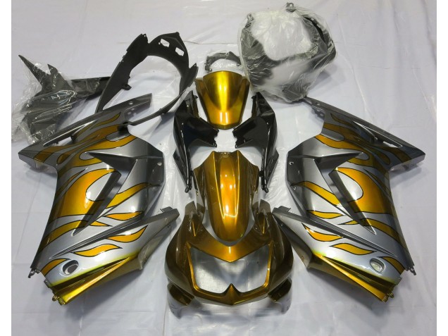 08-12 Gold & Silber Flamme Ninja 250 Verkleidung