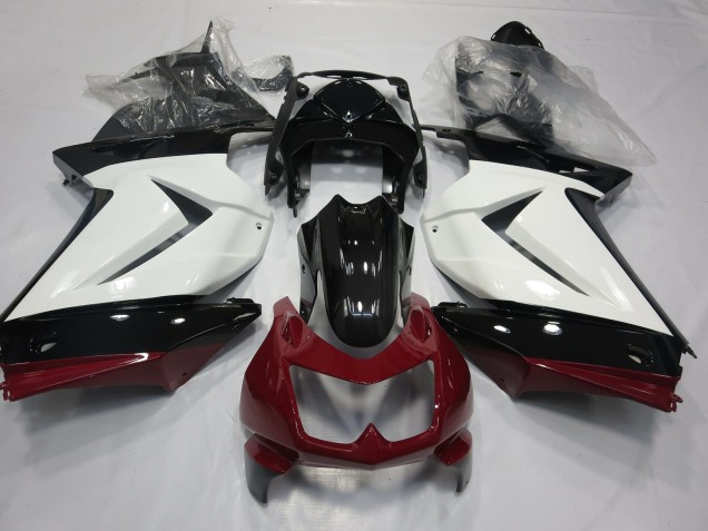 08-12 Weiß Rot & Schwarz Ninja 250 Verkleidung