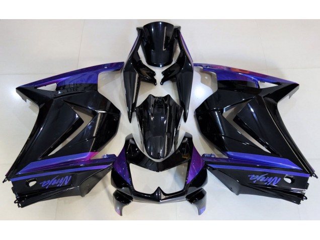 08-12 Schwarz Glänzend & Blau Ninja 250 Verkleidung