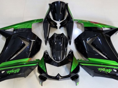 08-12 Schwarz Glänzend & Grün Ninja 250 Verkleidung
