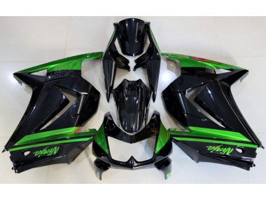 08-12 Schwarz Glänzend & Grün Ninja 250 Verkleidung