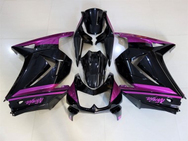 08-12 Schwarz Glänzend & Lila Ninja 250 Verkleidung