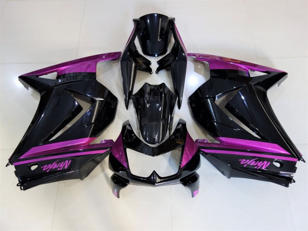 08-12 Schwarz Glänzend & Lila Ninja 250 Verkleidung