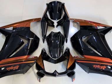 08-12 Schwarz Glänzend & Orange Ninja 250 Verkleidung