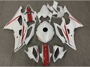 08-16 Glänzend Weiß & Rot R6 Verkleidung