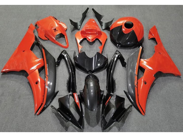 08-16 Orange Glänzend & Kohlefaser R6 Verkleidung
