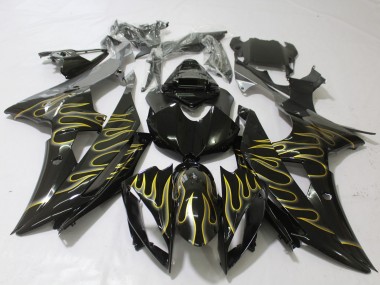 08-16 Schwarz Glänzend & Flame R6 Verkleidung