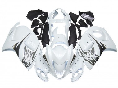 08-20 Glänzend Weiß Mit Logos Im Silbernen Stil GSXR 1300 Verkleidung