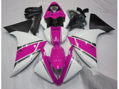 09-11 Glänzend Weiß & Pink R1 Verkleidung