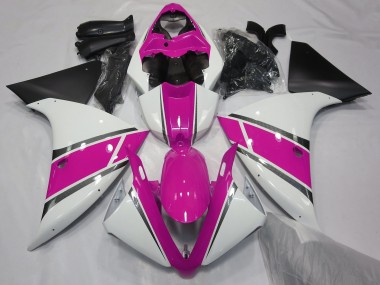 09-11 Glänzend Weiß & Pink R1 Verkleidung