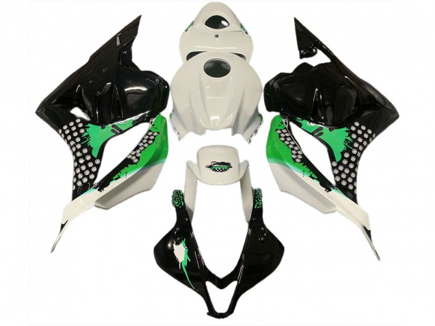 09-12 Glänzend Weiß & Grün Verspritzt CBR600RR Verkleidung