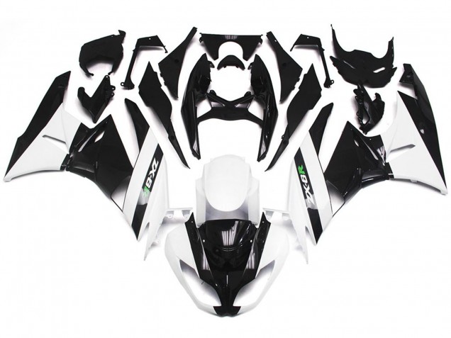 09-12 Glänzend Weiß & Schwarz ZX6R Verkleidung