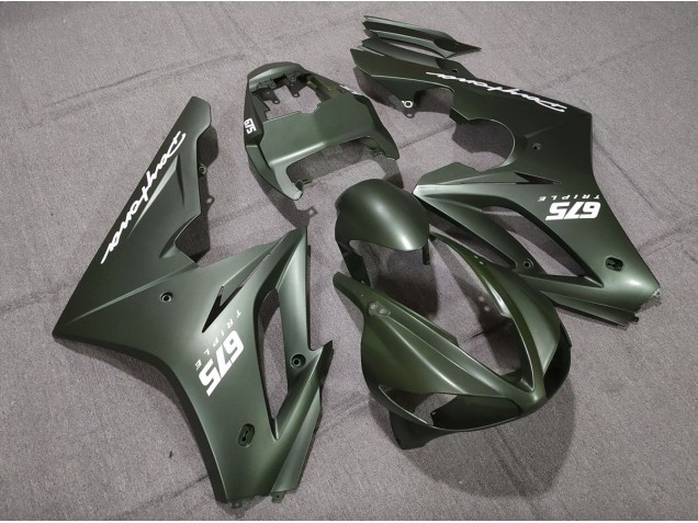 09-12 Matt Grün Weiß Daytona 675 Verkleidung