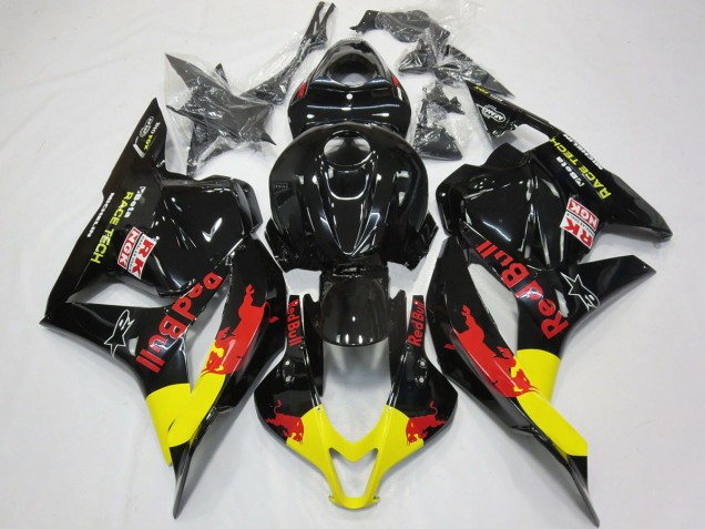 09-12 Rot Bull Schwarz Glänzend CBR600RR Verkleidung