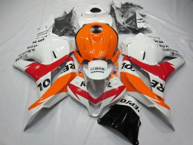 09-12 Weiß Rot & Orange Repsol CBR600RR Verkleidung
